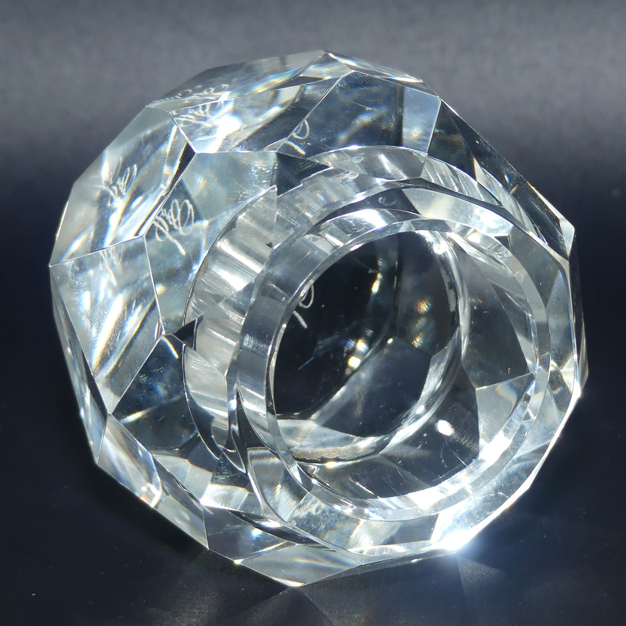 Oleg Cassini heavy cut crystal tea light holder