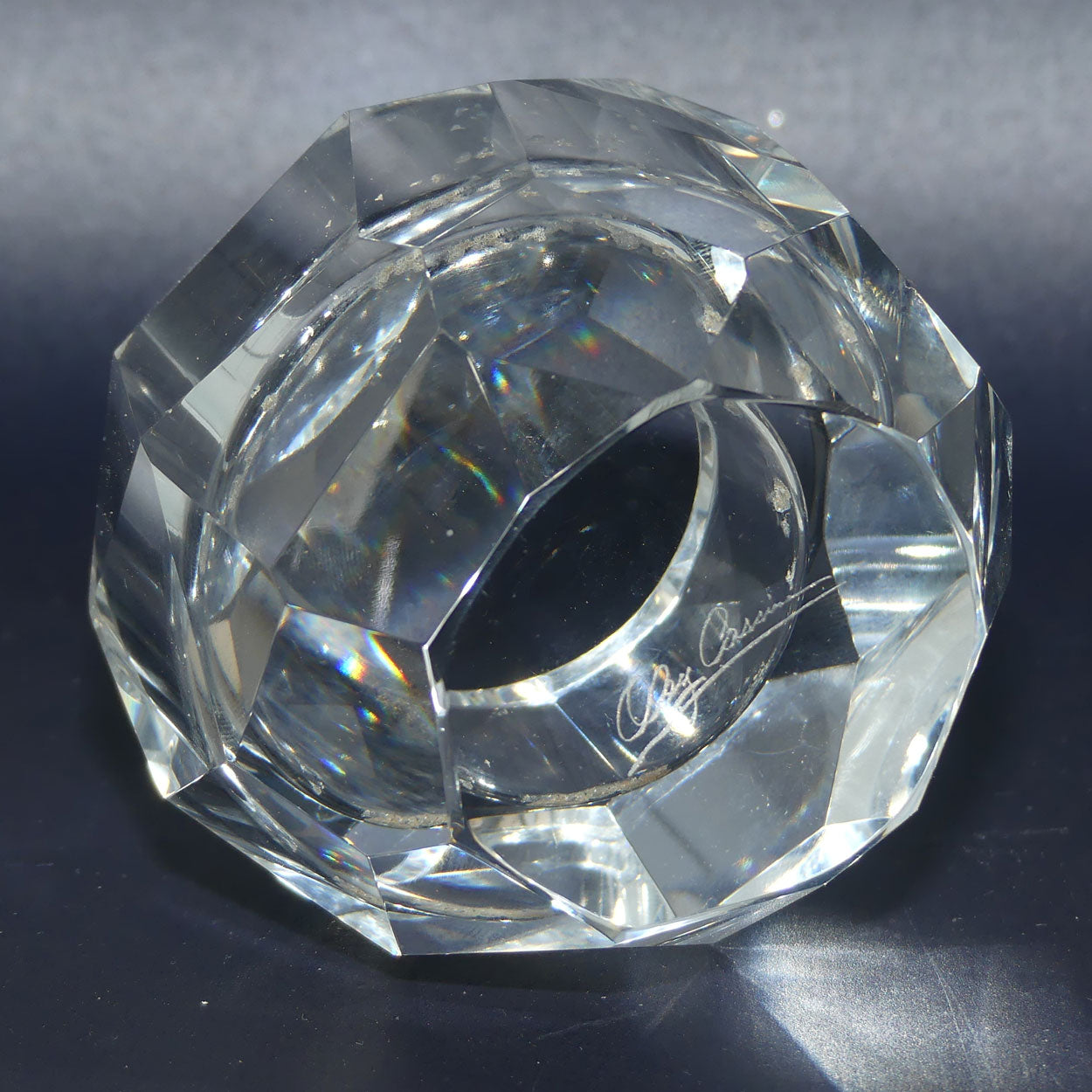 Oleg Cassini heavy cut crystal tea light holder