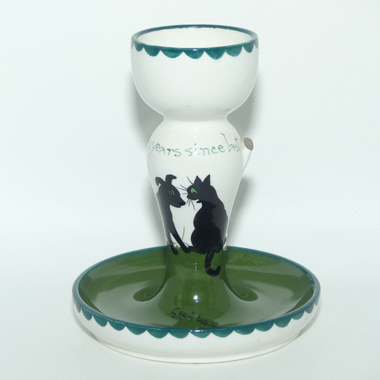The Bristol Cat and Dog Pottery chamberstick | decorated by Louis Wain