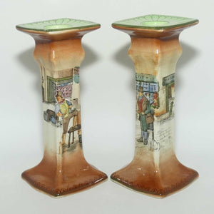 Royal Doulton Dickensware candlesticks | Sam Weller and Bill Sykes | Pelican shape | D2973