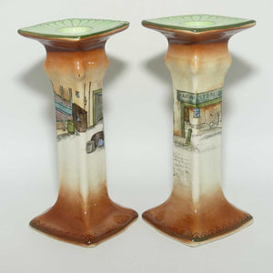 Royal Doulton Dickensware candlesticks | Sam Weller and Bill Sykes | Pelican shape | D2973