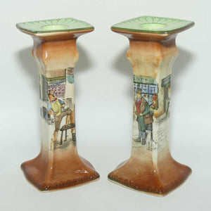 Royal Doulton Dickensware candlesticks | Sam Weller and Bill Sykes | Pelican shape | D2973