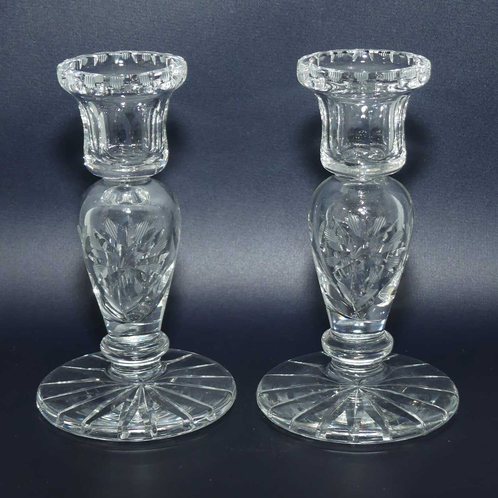 Pair of Floral pattern Crystal candlesticks