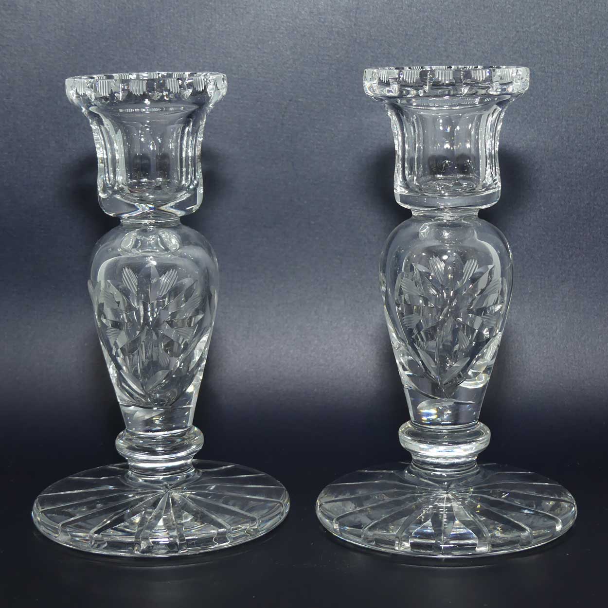 Pair of Floral pattern Crystal candlesticks