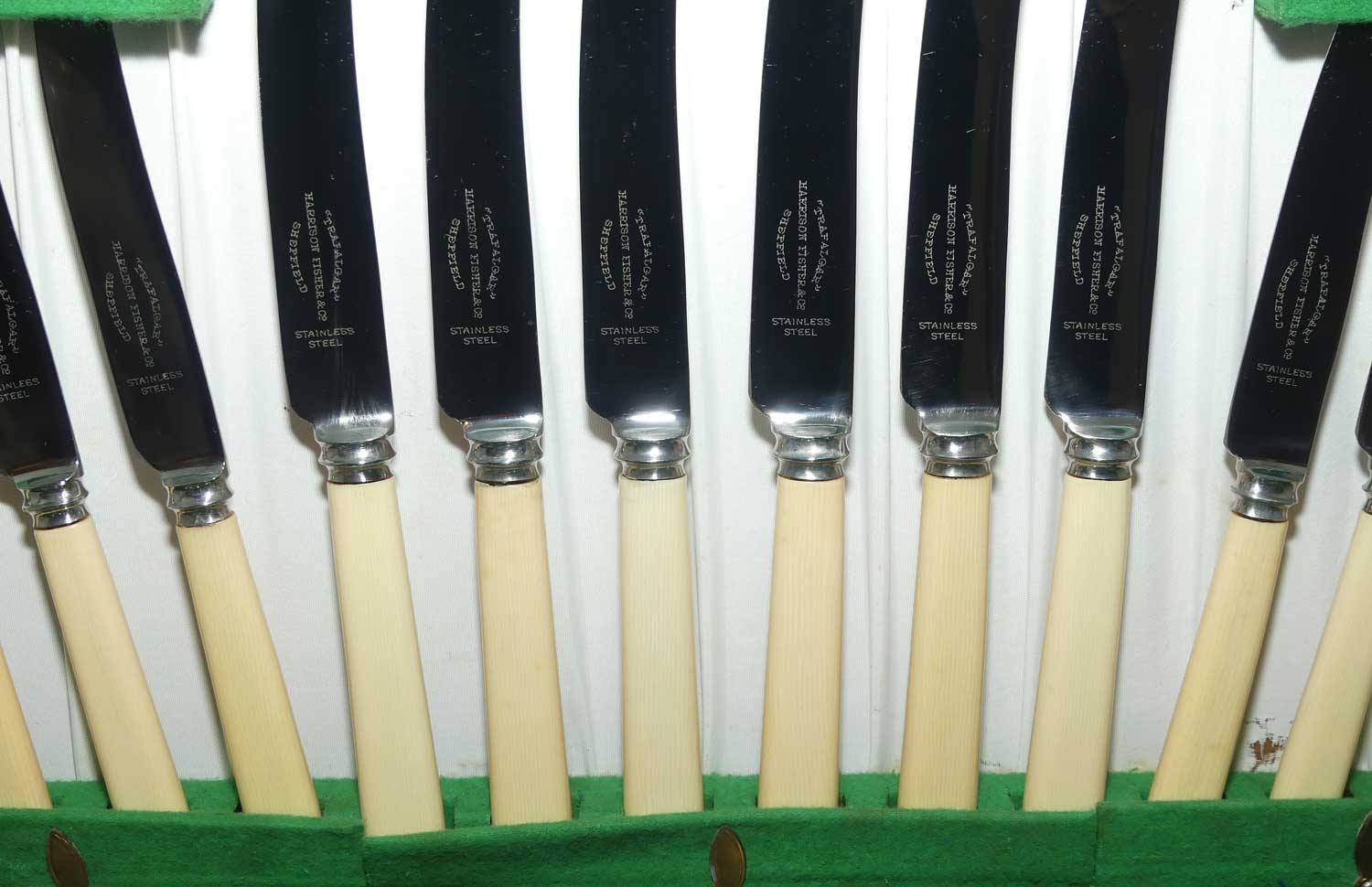 43 piece Silver plated Cutlery set with Faux Bone Handle Knives in Canteen