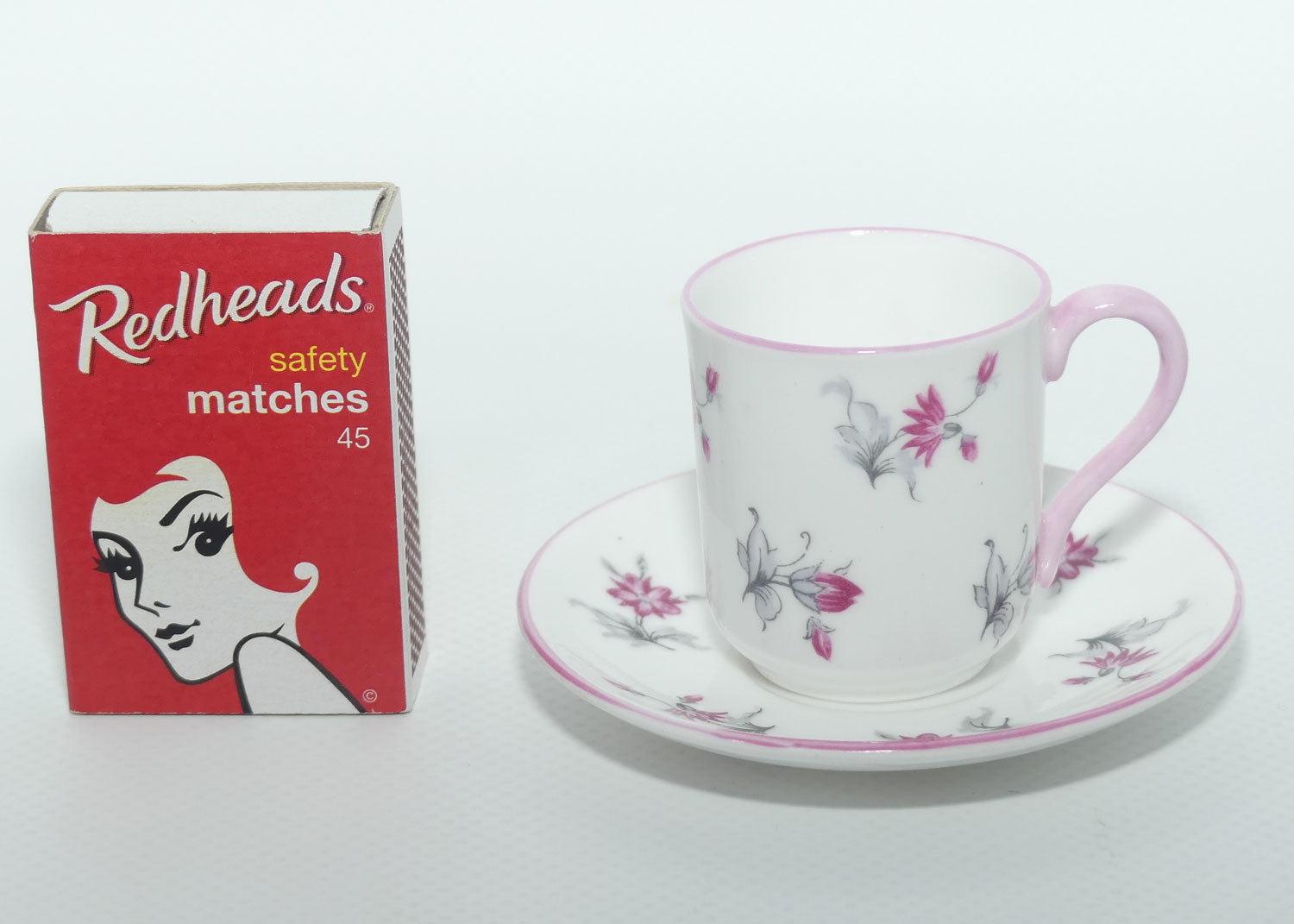 Shelley China Canterbury shape miniature Pink floral duo