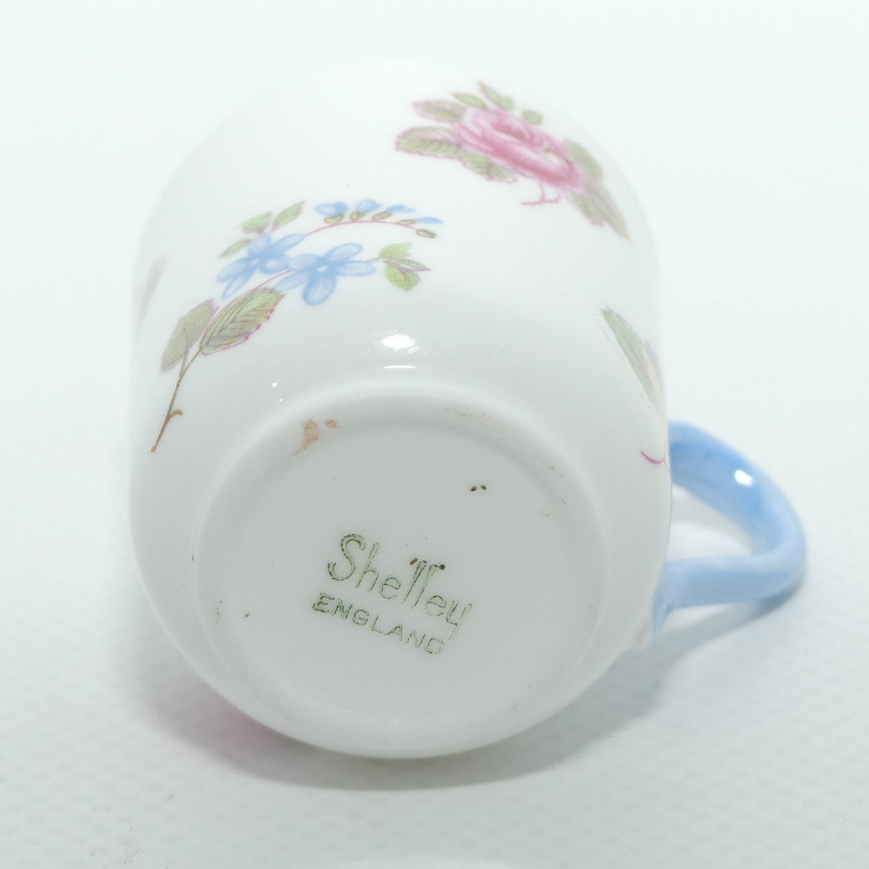 Shelley Canterbury shape miniature Pansy, Rose, Forget Me Not duo