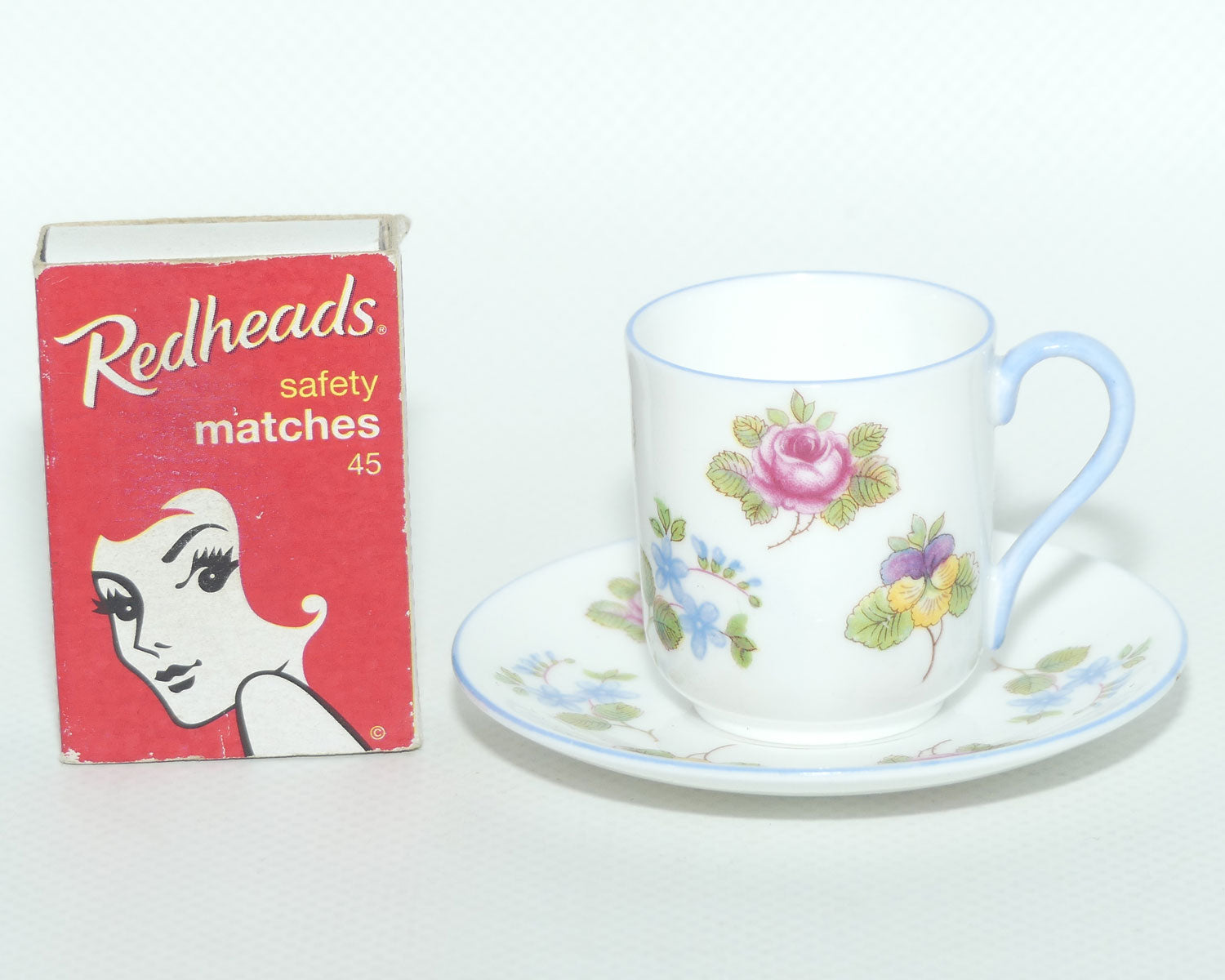 Shelley Canterbury shape miniature Pansy, Rose, Forget Me Not duo | #2