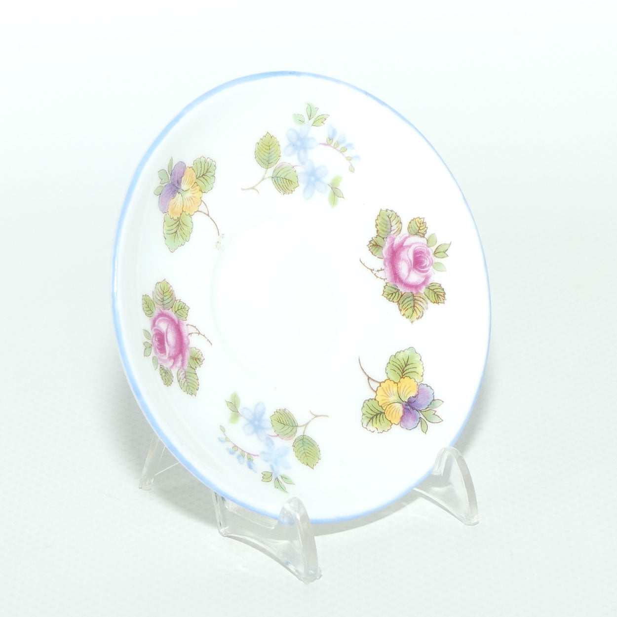 Shelley Canterbury shape miniature Pansy, Rose, Forget Me Not duo | #3