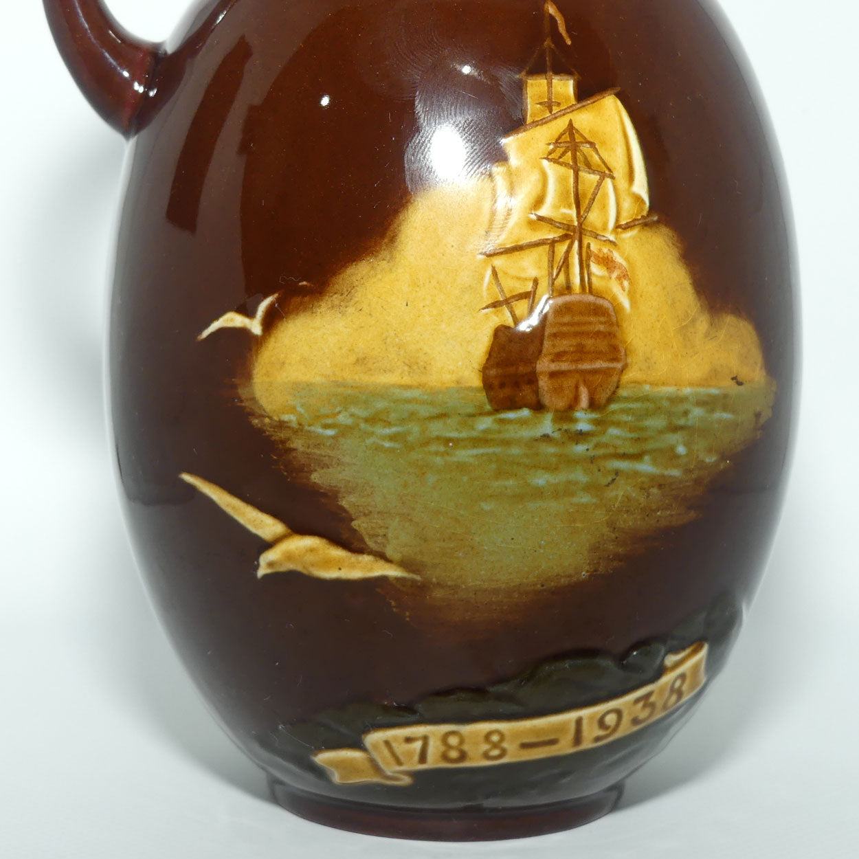 Royal Doulton Kingsware Captain Phillip 1788 - 1938 flask | with stopper | Dewars