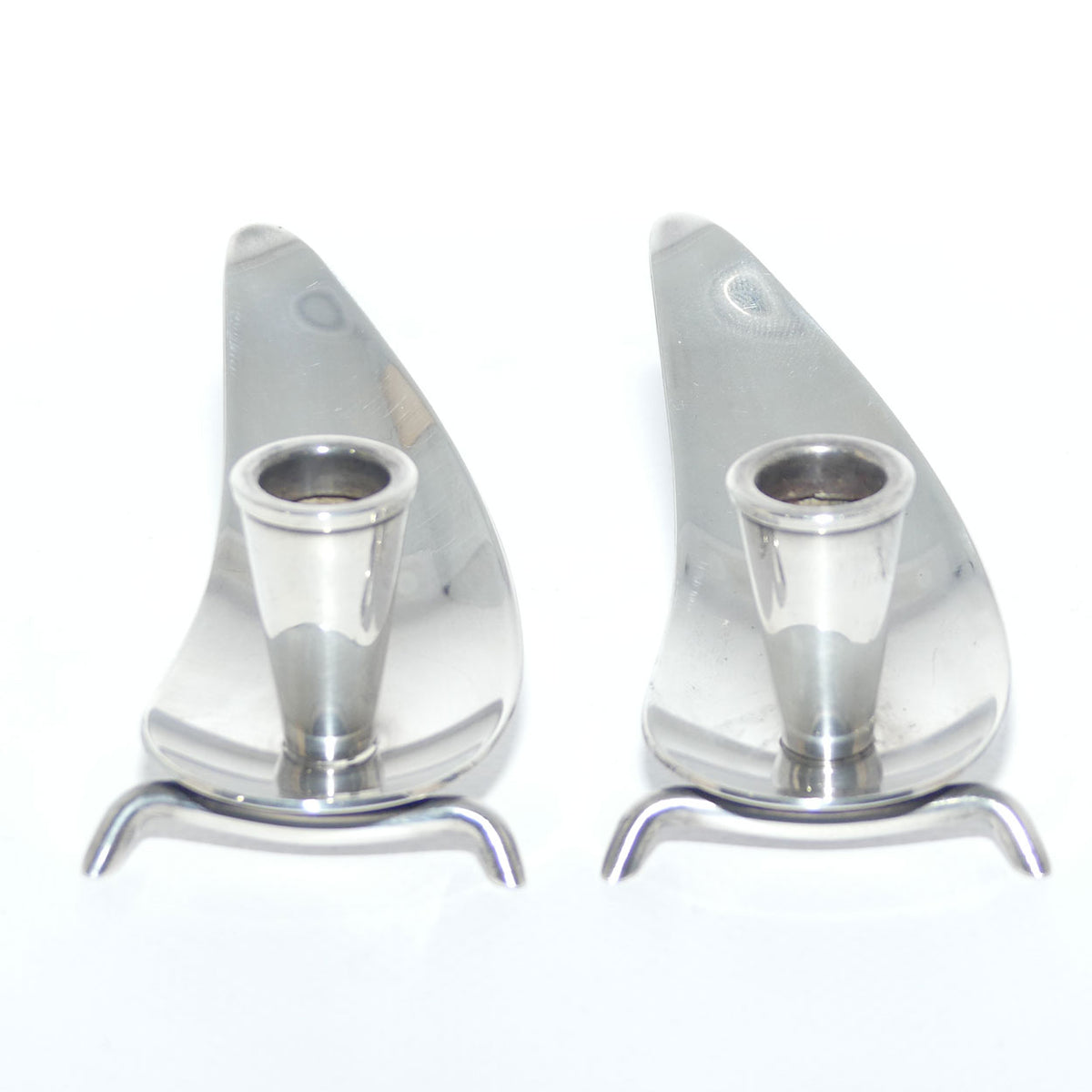 Danish Silver Plate CF Christiansen Kronen Propeller taper holders | 1960s MCM Danish Design