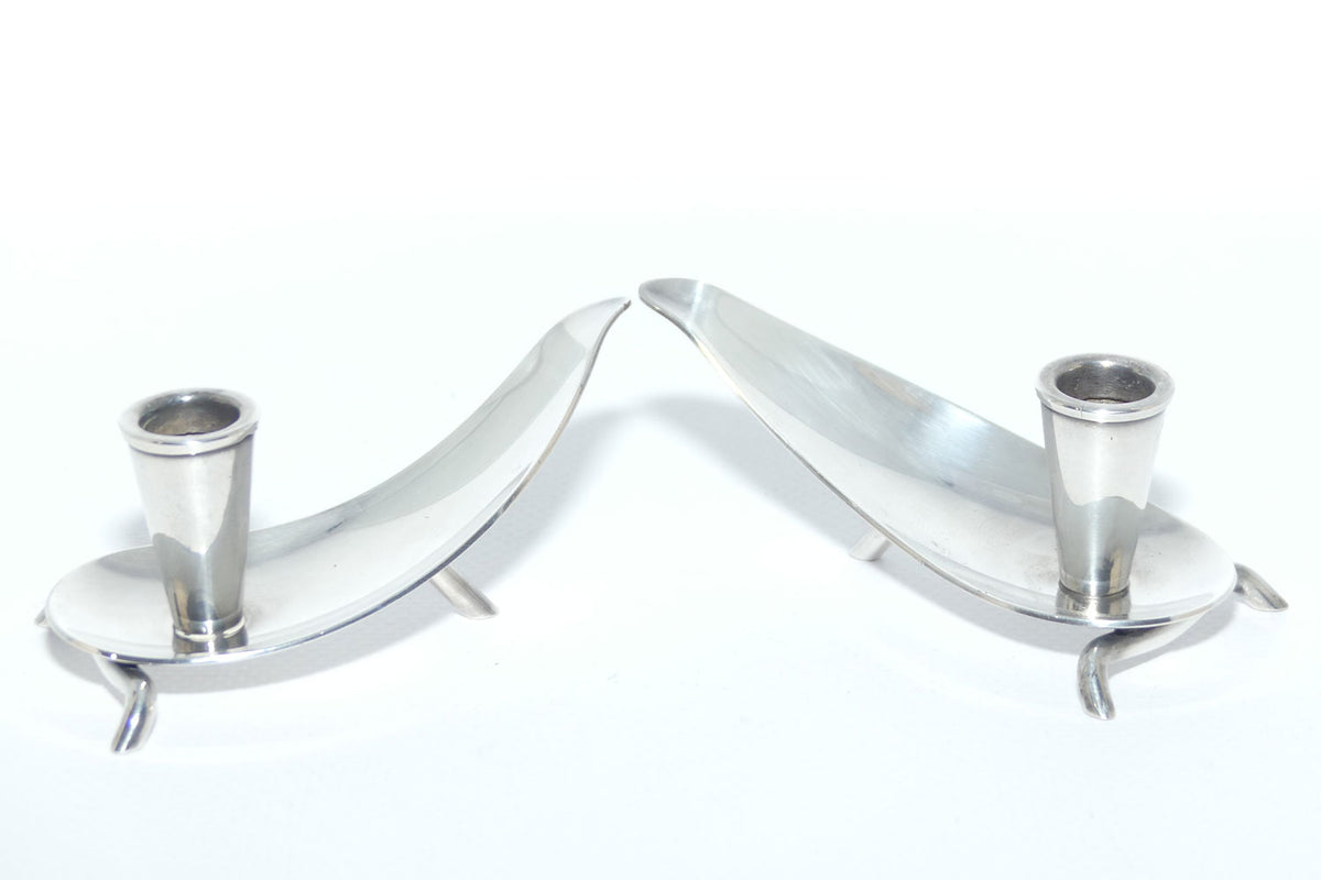 Danish Silver Plate CF Christiansen Kronen Propeller taper holders | 1960s MCM Danish Design