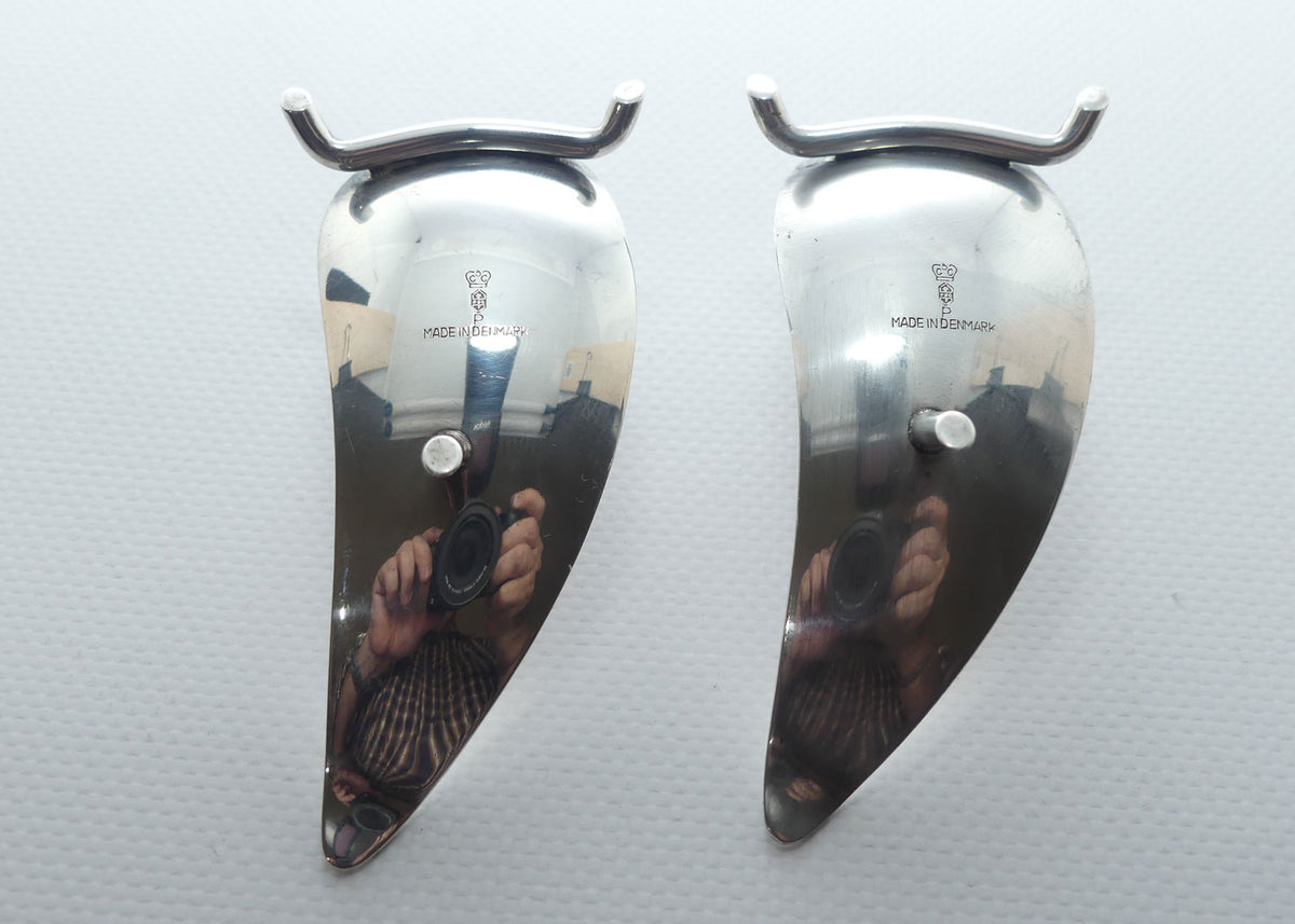 Danish Silver Plate CF Christiansen Kronen Propeller taper holders | 1960s MCM Danish Design