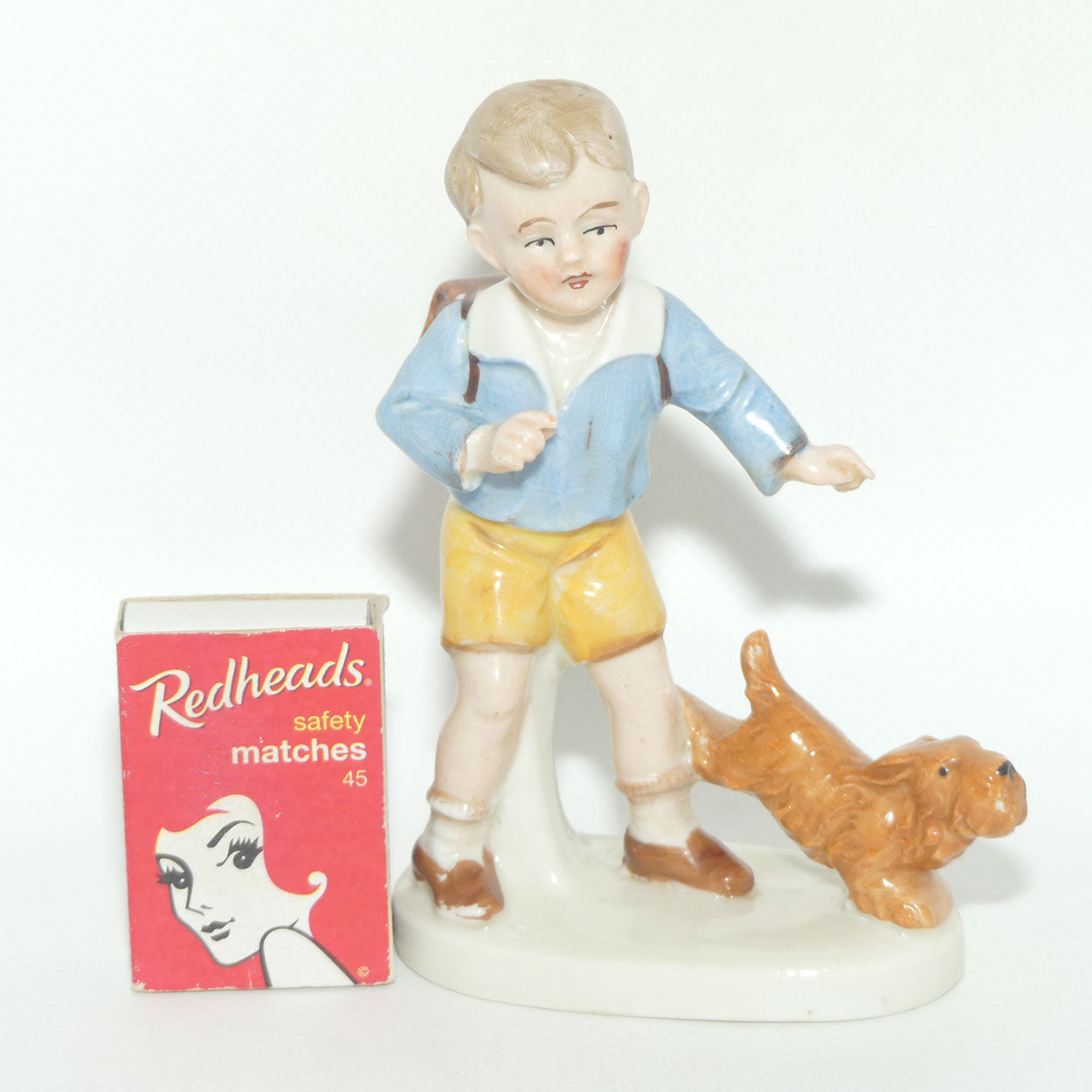 Carl Scheidig Kunstporzellan Germany Schoolboy with Dog figurine