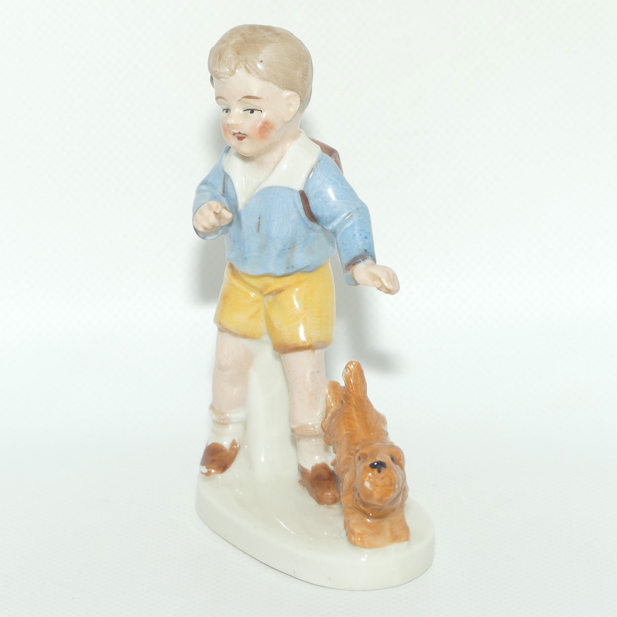 Carl Scheidig Kunstporzellan Germany Schoolboy with Dog figurine