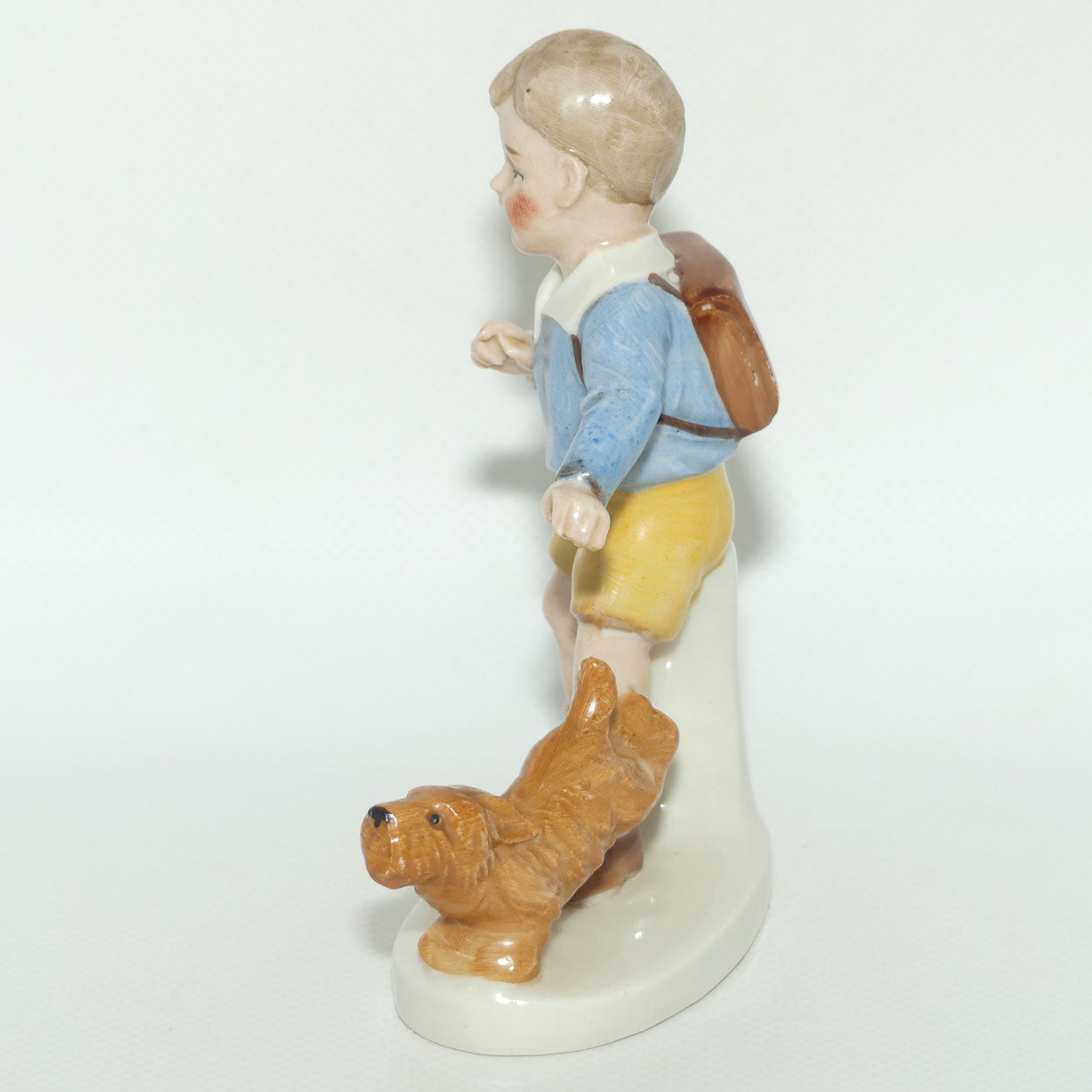 Carl Scheidig Kunstporzellan Germany Schoolboy with Dog figurine