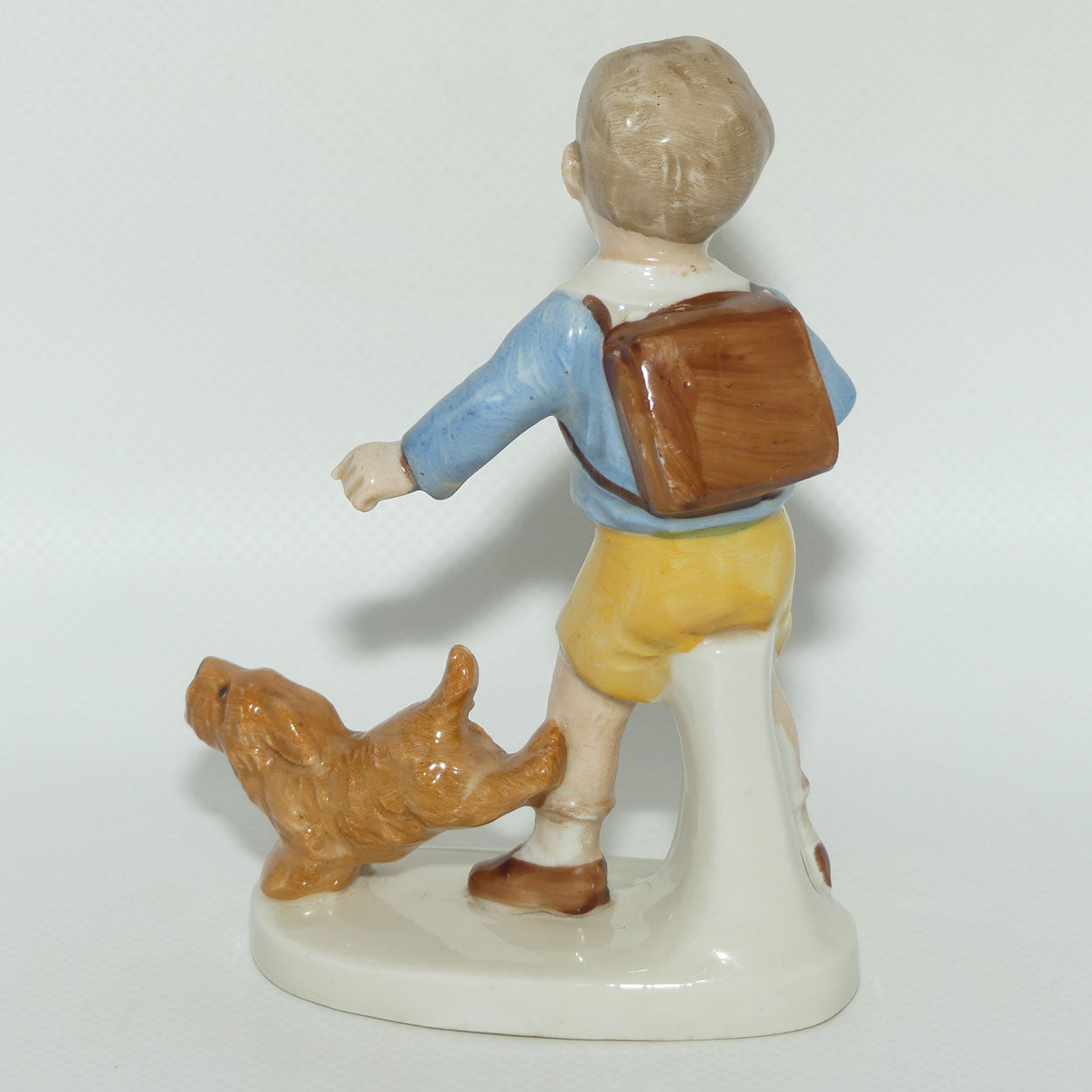 Carl Scheidig Kunstporzellan Germany Schoolboy with Dog figurine