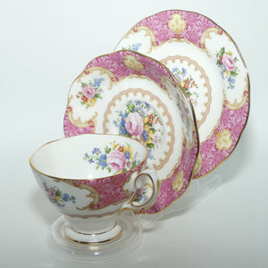 Royal Albert Bone China Lady Carlyle trio | Pink | Malvern | latest stamp