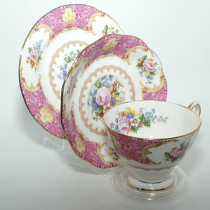 Royal Albert Bone China Lady Carlyle trio | Pink | Malvern | latest stamp