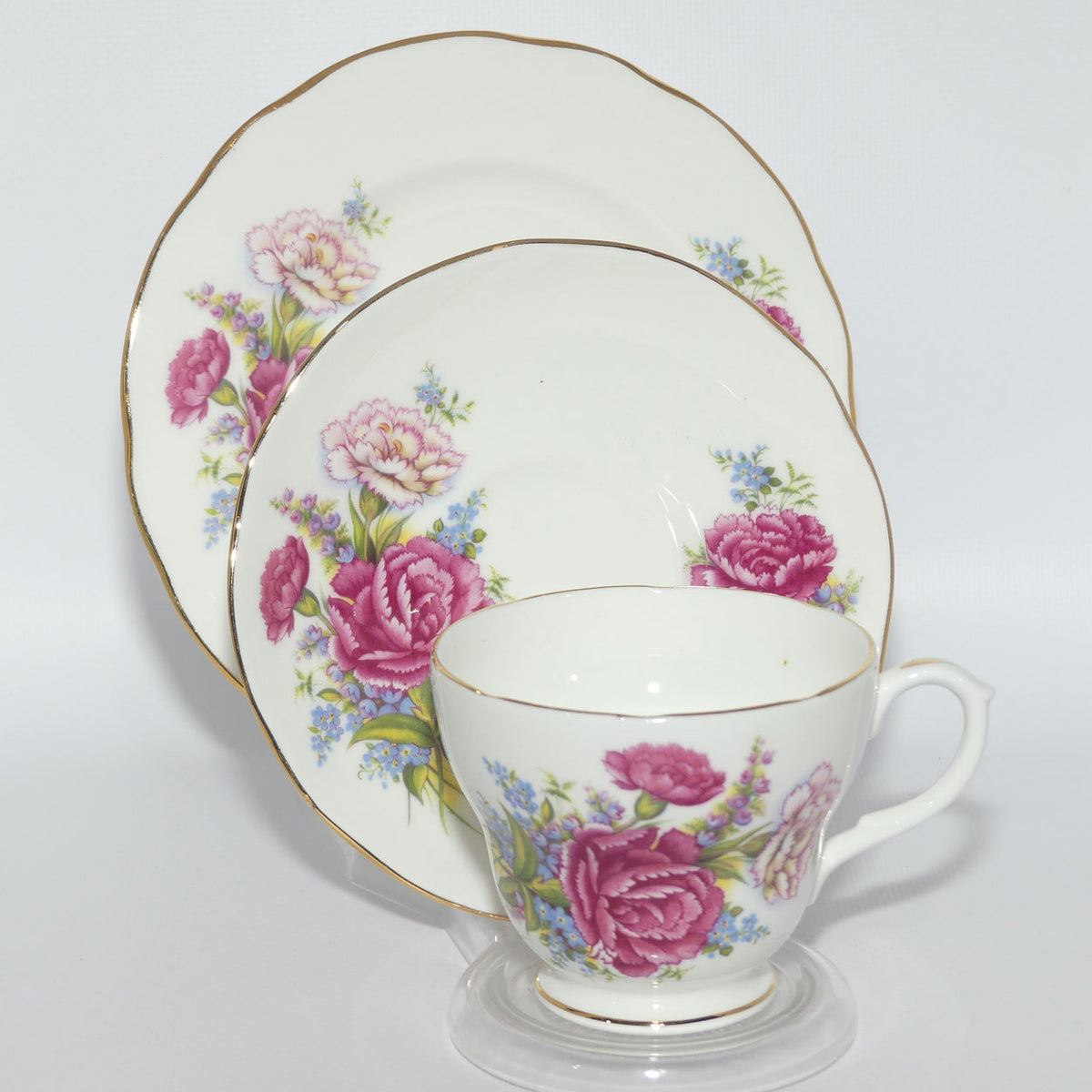 Duchess Bone China Carnation pattern trio