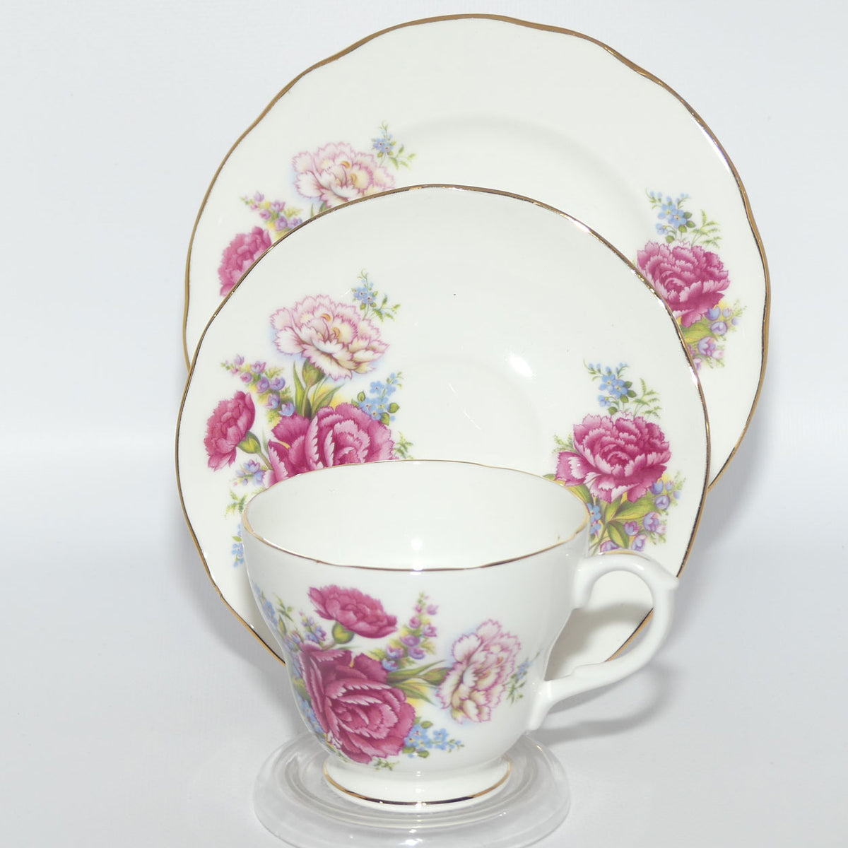 Duchess Bone China Carnation pattern trio