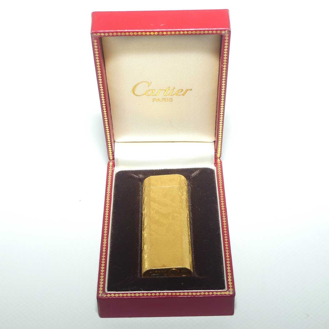 Cartier Paris 18K Gold Plated lighter with original box, instructions and flints