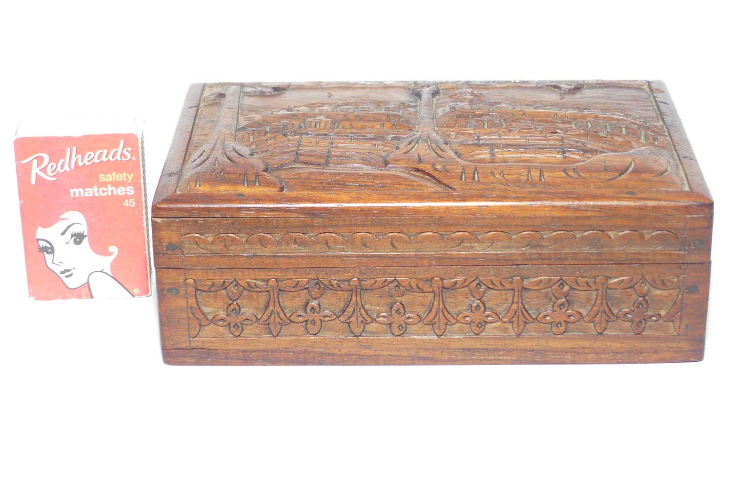 Early to Mid 20th Century South East Asian carved cigarette or jewellery box
