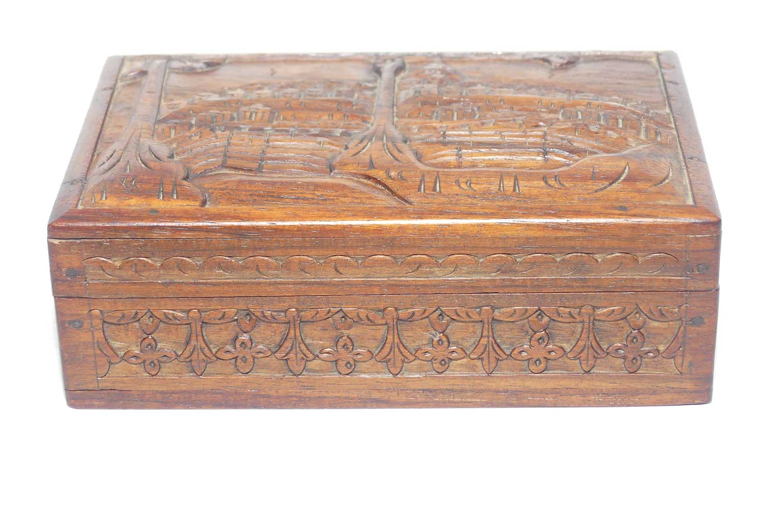 Early to Mid 20th Century South East Asian carved cigarette or jewellery box