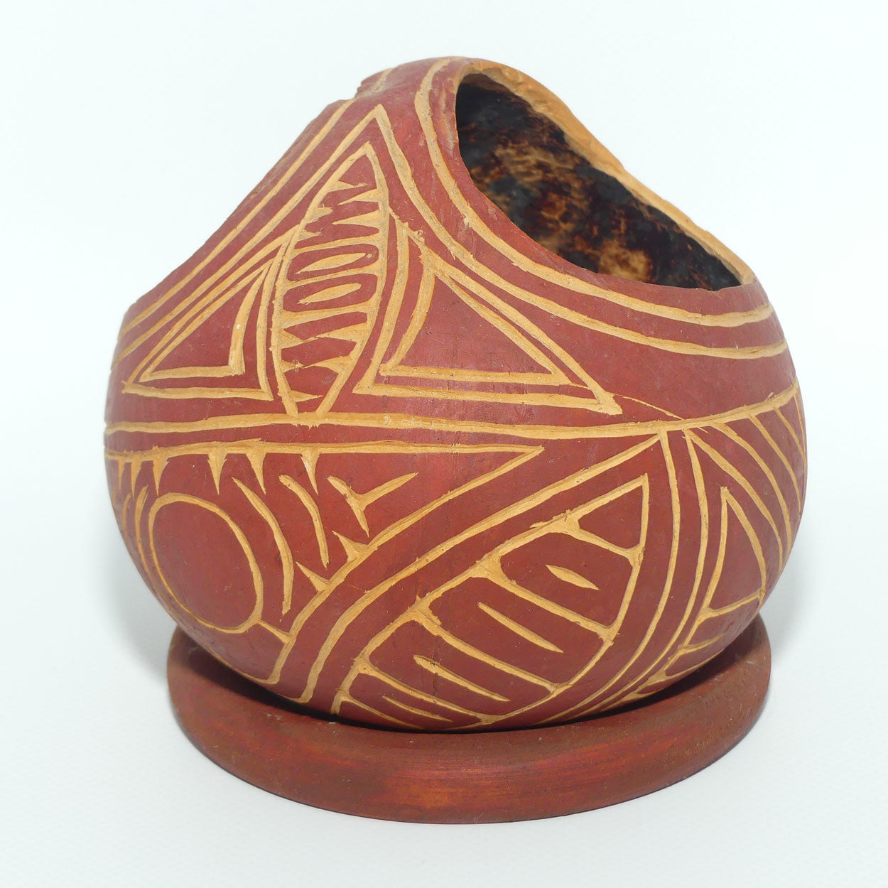PNG Artifact | Carved Coconut Basket on stand