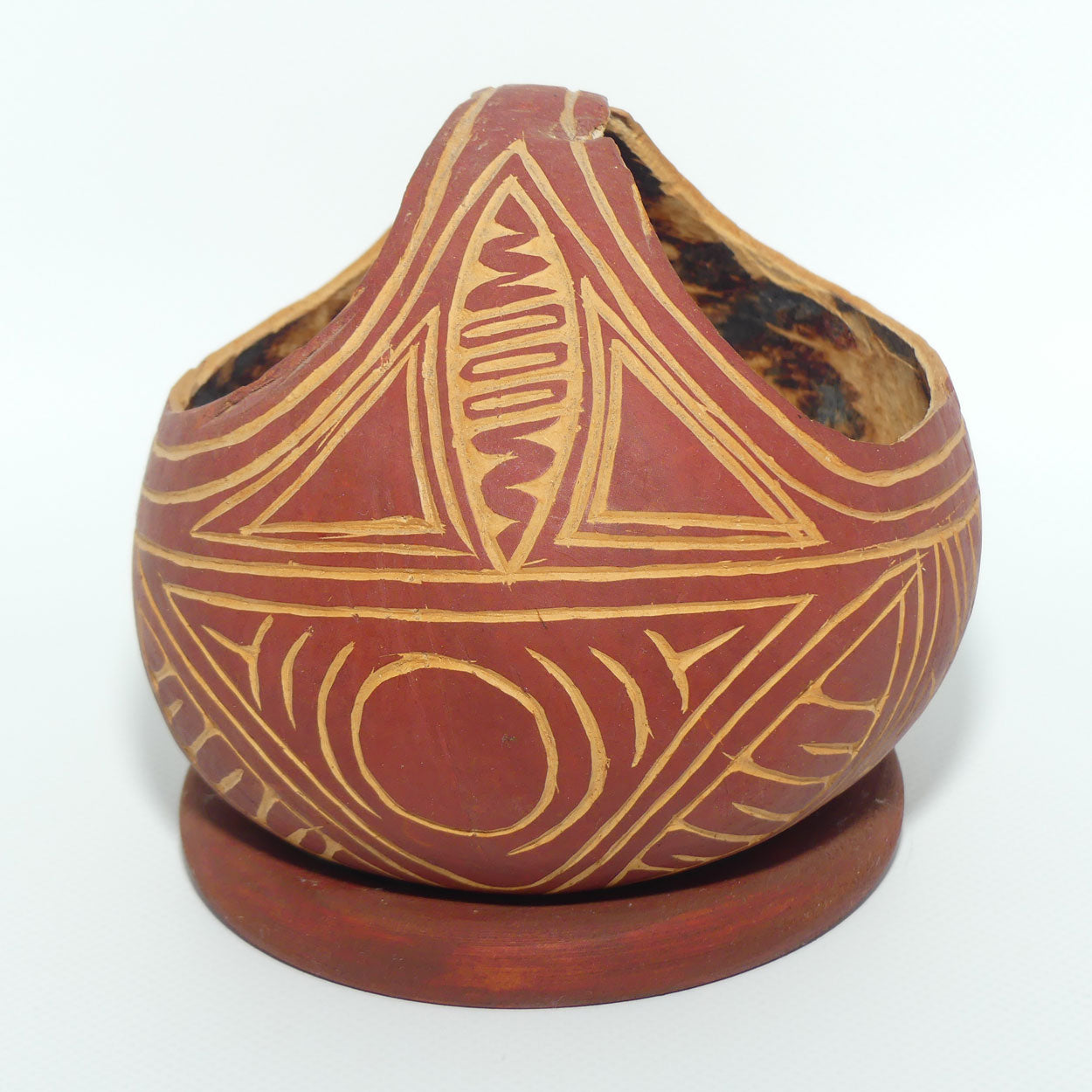 PNG Artifact | Carved Coconut Basket on stand