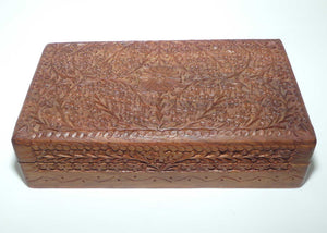 Finely Carved Floral motif Indian Teak jewellery box