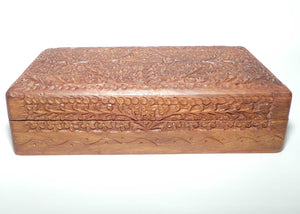 Finely Carved Floral motif Indian Teak jewellery box