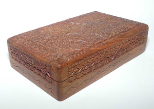 Finely Carved Floral motif Indian Teak jewellery box