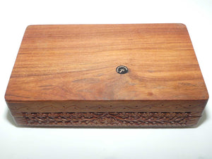 Finely Carved Floral motif Indian Teak jewellery box