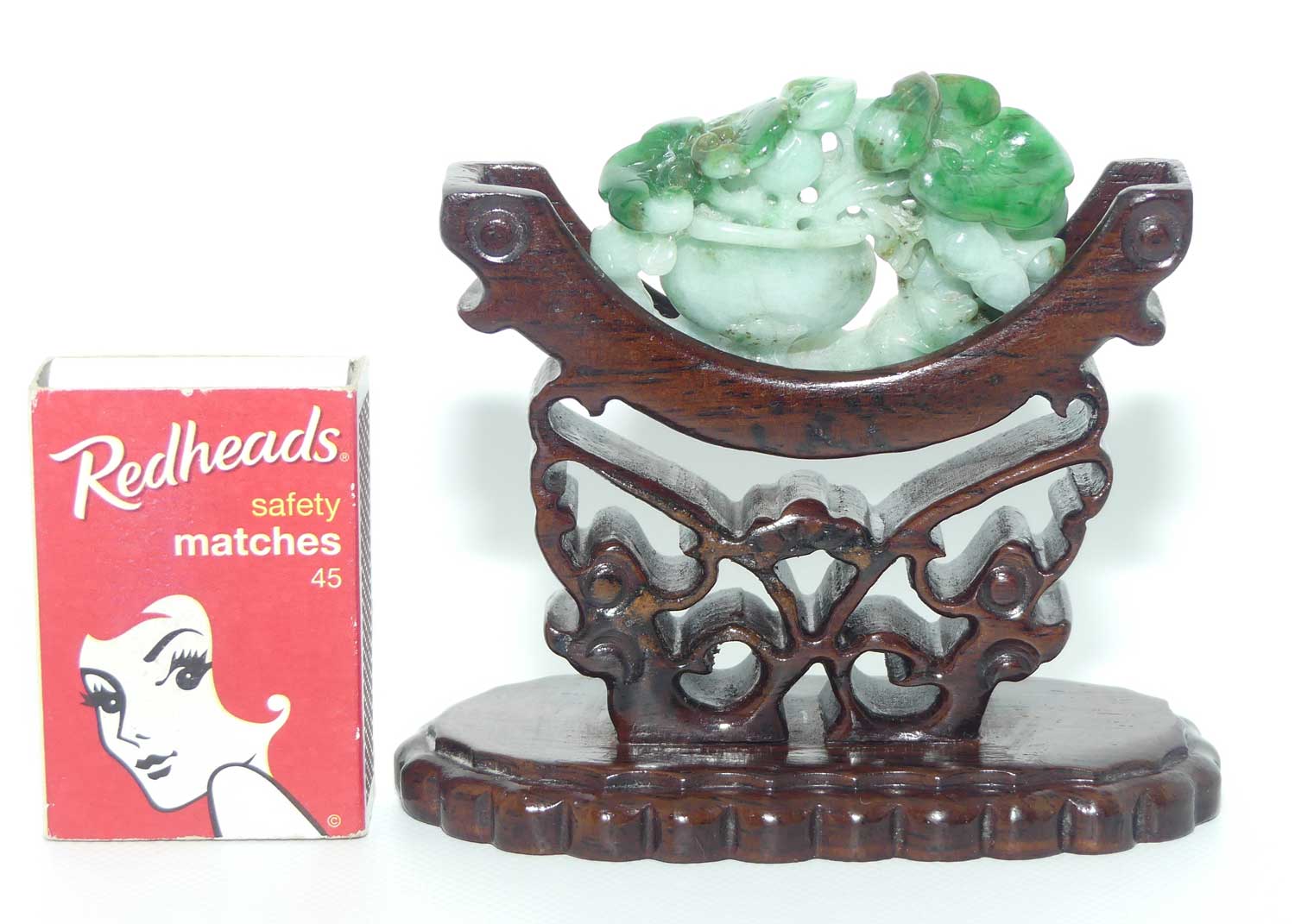 Finely carved Jade Floral panel in delicate wooden frame