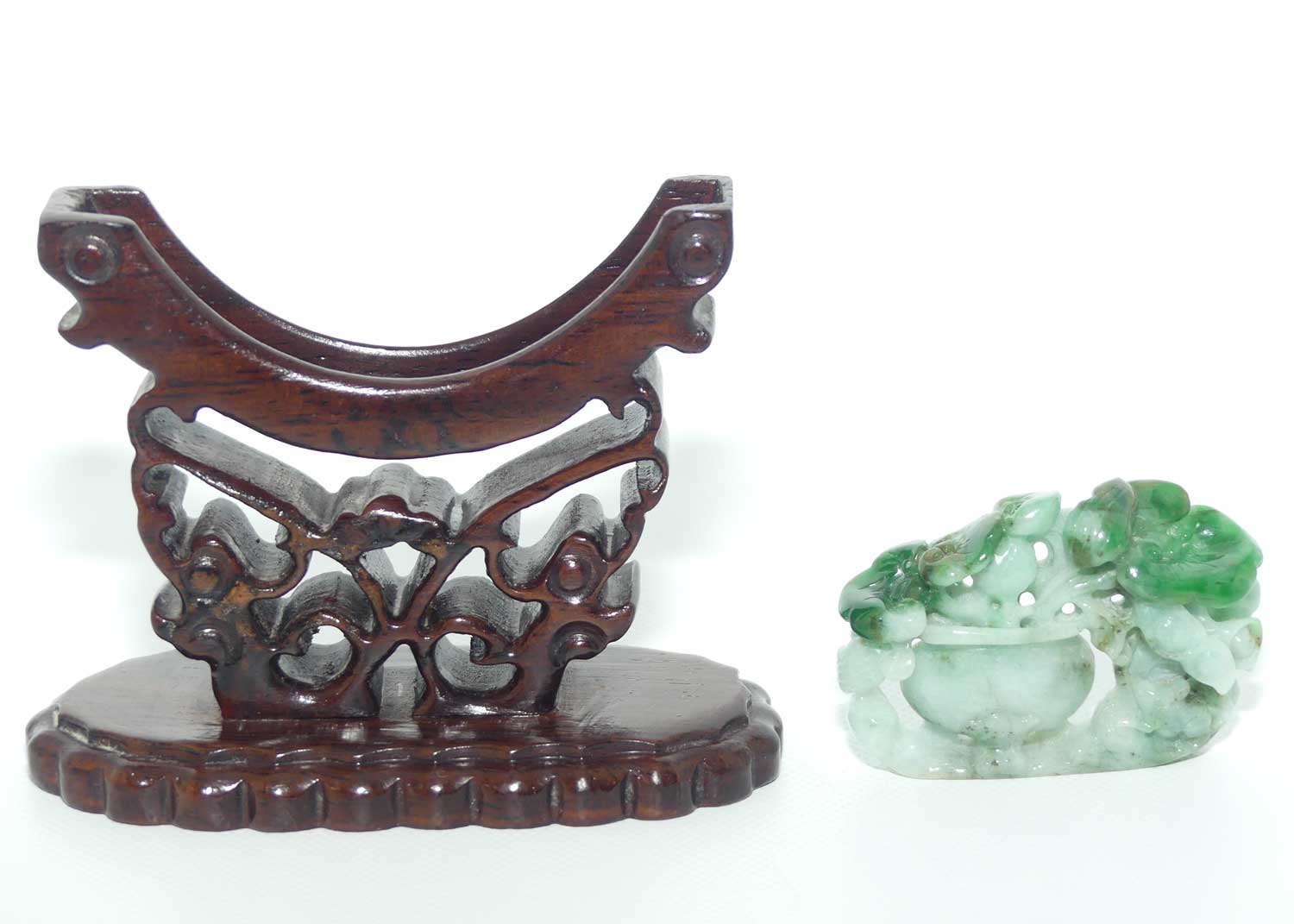 Finely carved Jade Floral panel in delicate wooden frame