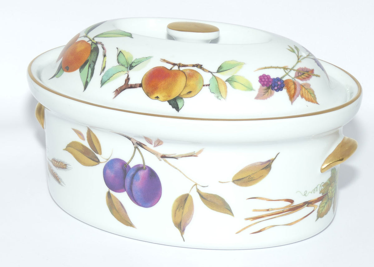 Royal Worcester Vitreous Bakeware | Evesham pattern | Gold Trim | Oval Casserole dish