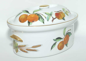 Royal Worcester Vitreous Bakeware | Evesham pattern | Gold Trim | Oval Casserole dish