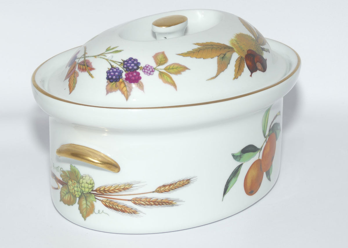 Royal Worcester Vitreous Bakeware | Evesham pattern | Gold Trim | Oval Casserole dish
