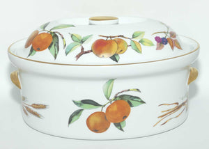 Royal Worcester Vitreous Bakeware | Evesham pattern | Gold Trim | Oval Casserole dish