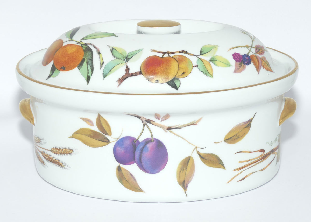 Royal Worcester Vitreous Bakeware | Evesham pattern | Gold Trim | Oval Casserole dish