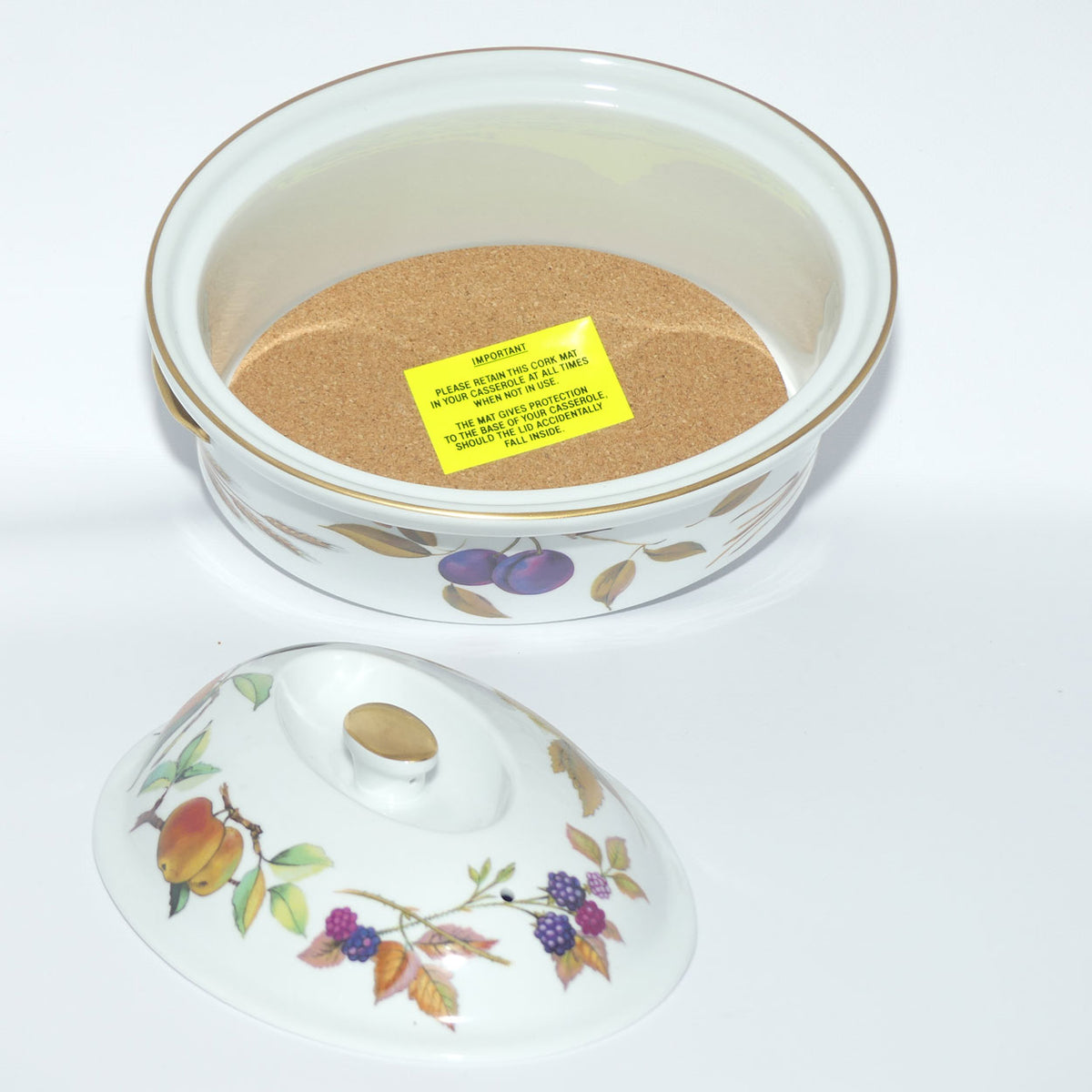 Royal Worcester Vitreous Bakeware | Evesham pattern | Gold Trim | Oval Casserole dish