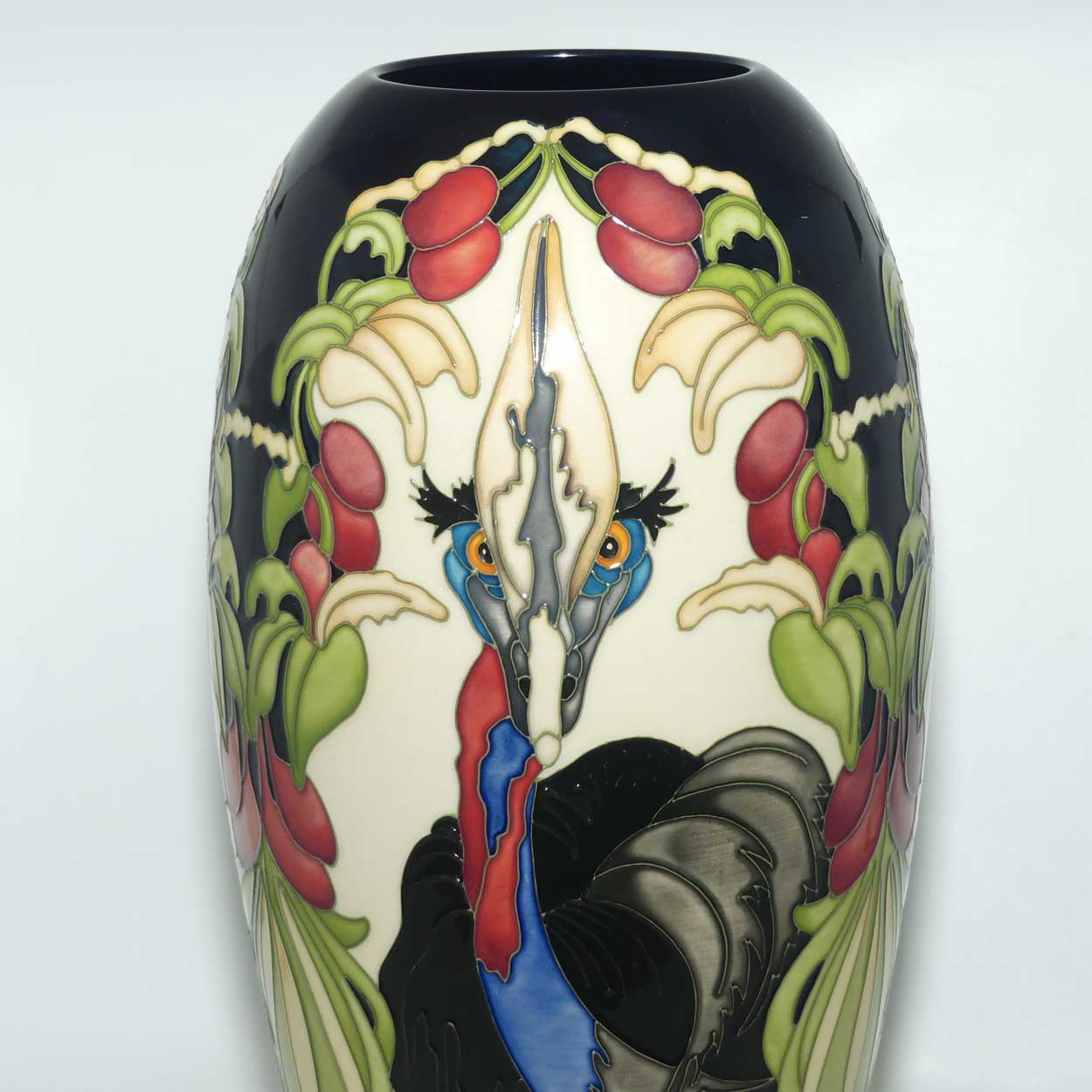 Moorcroft Cassowary vase | Shape 101/14 | Ltd Ed of 50 | boxed