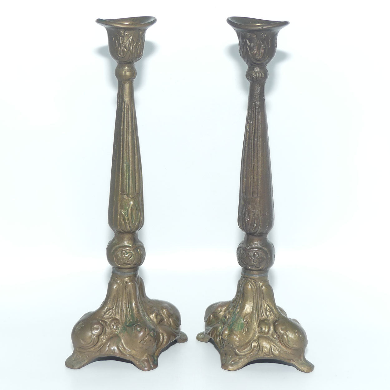 Pair of Victorian style Cast brass candlesticks
