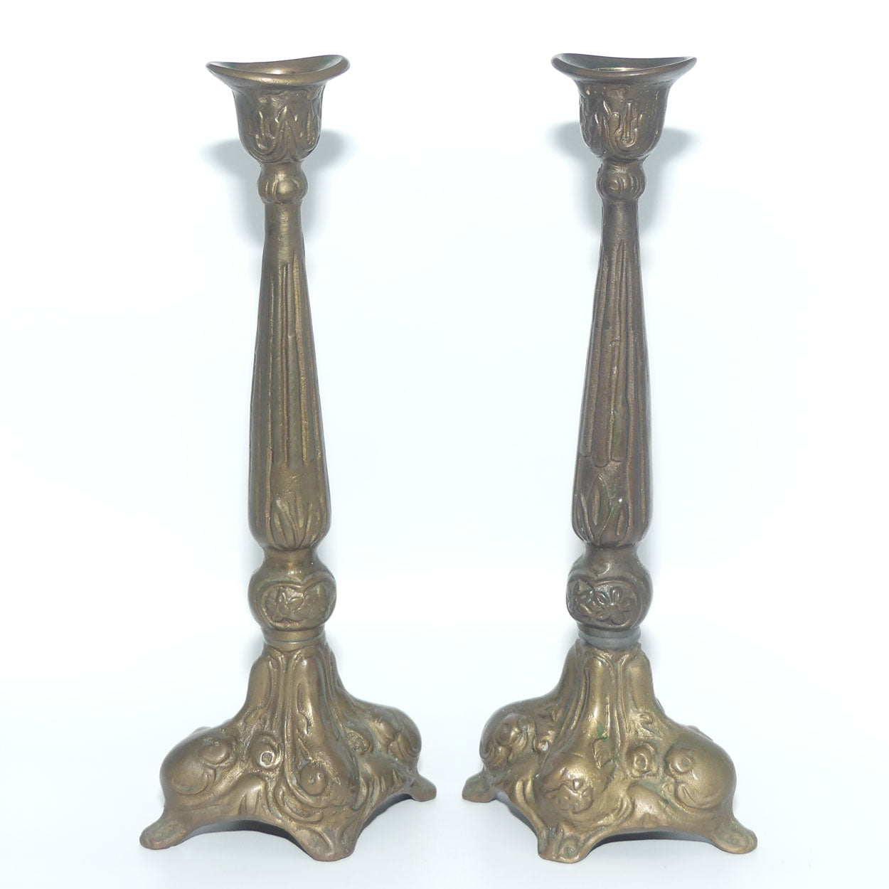 Antique Pair of Antique Victorian Brass Candlesticks
