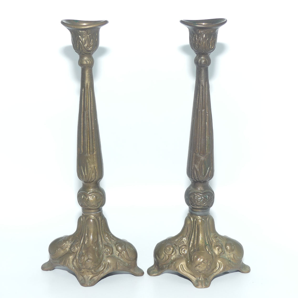 Pair of Victorian style Cast brass candlesticks