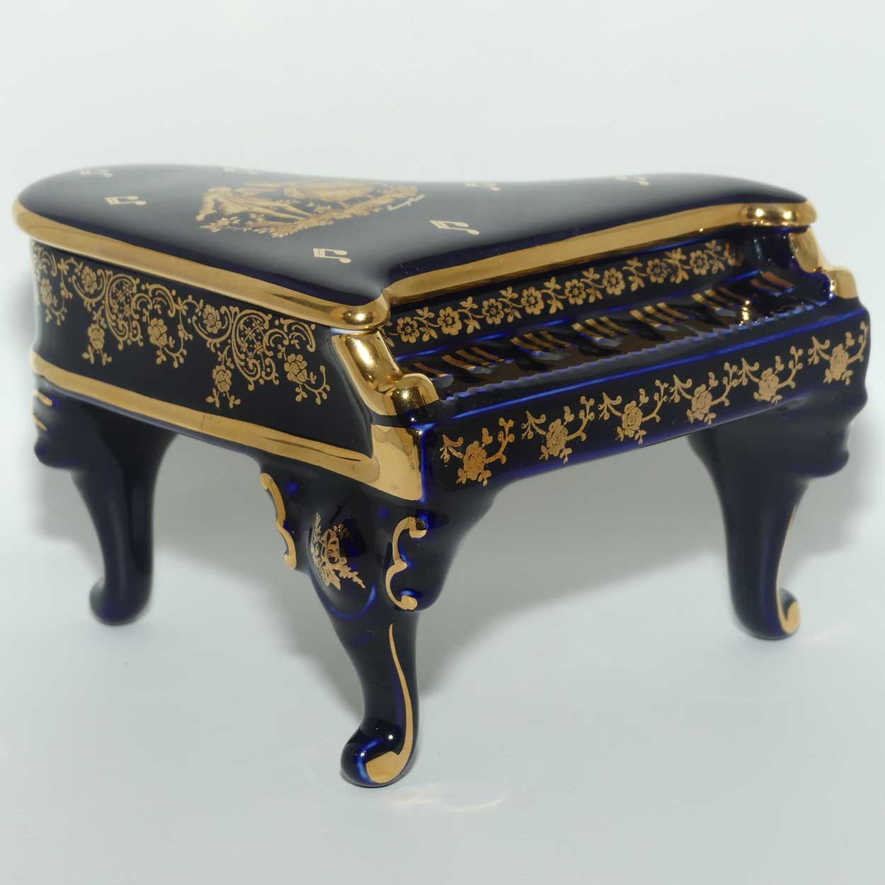 Limoges Castel France Blue and Gilt Grand Piano trinket box | Grande size