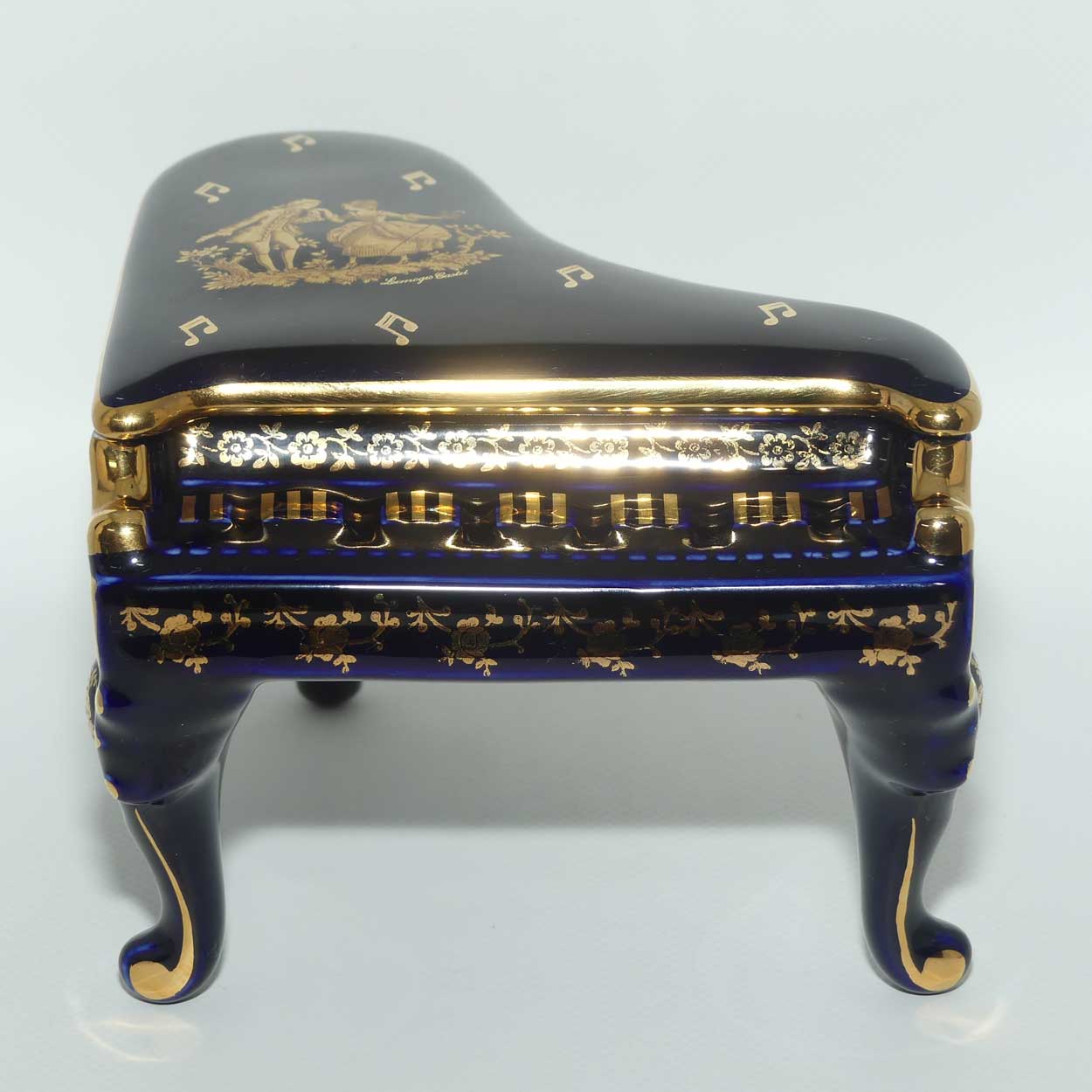 Limoges Castel France Blue and Gilt Grand Piano trinket box | Grande size