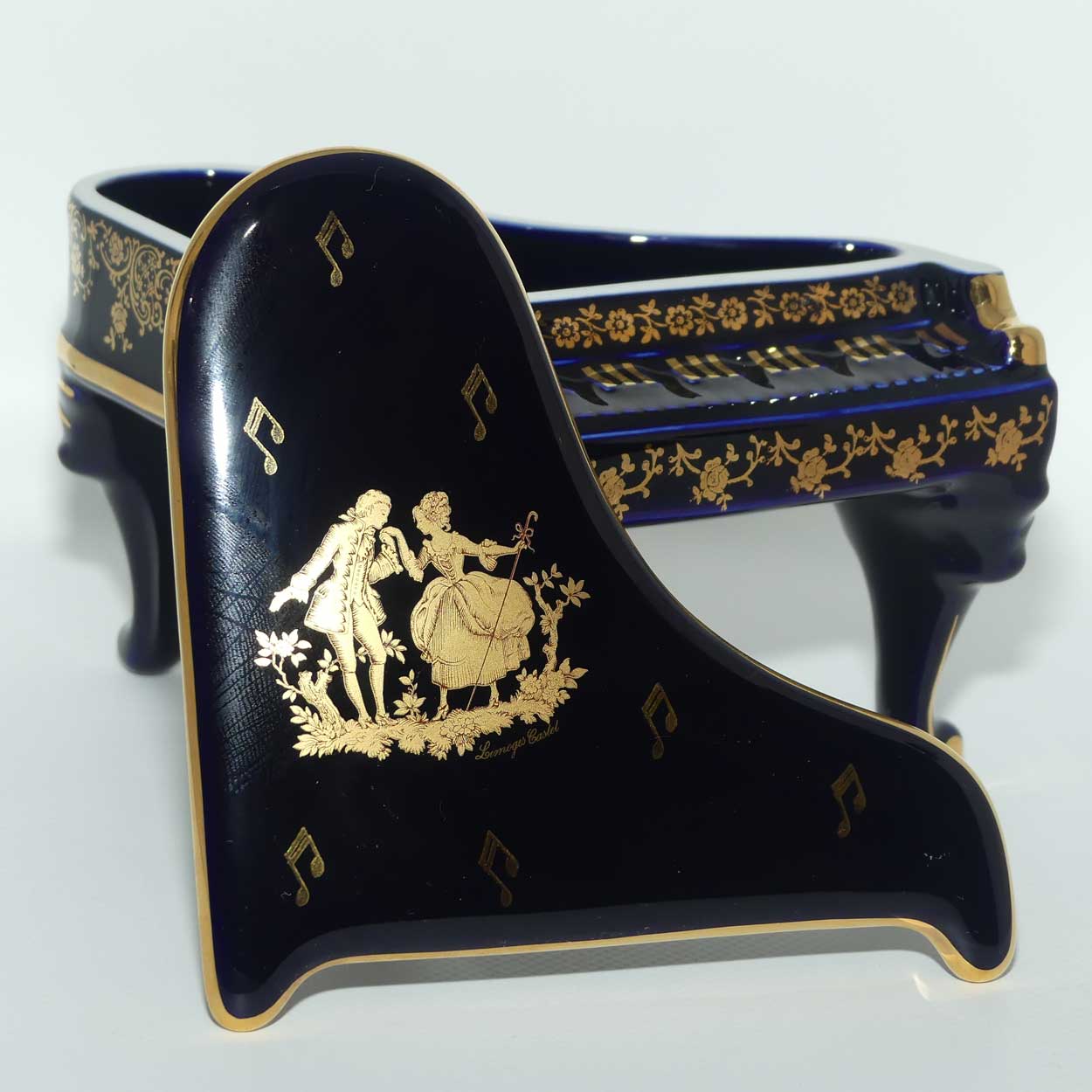 Limoges Castel France Blue and Gilt Grand Piano trinket box | Grande size