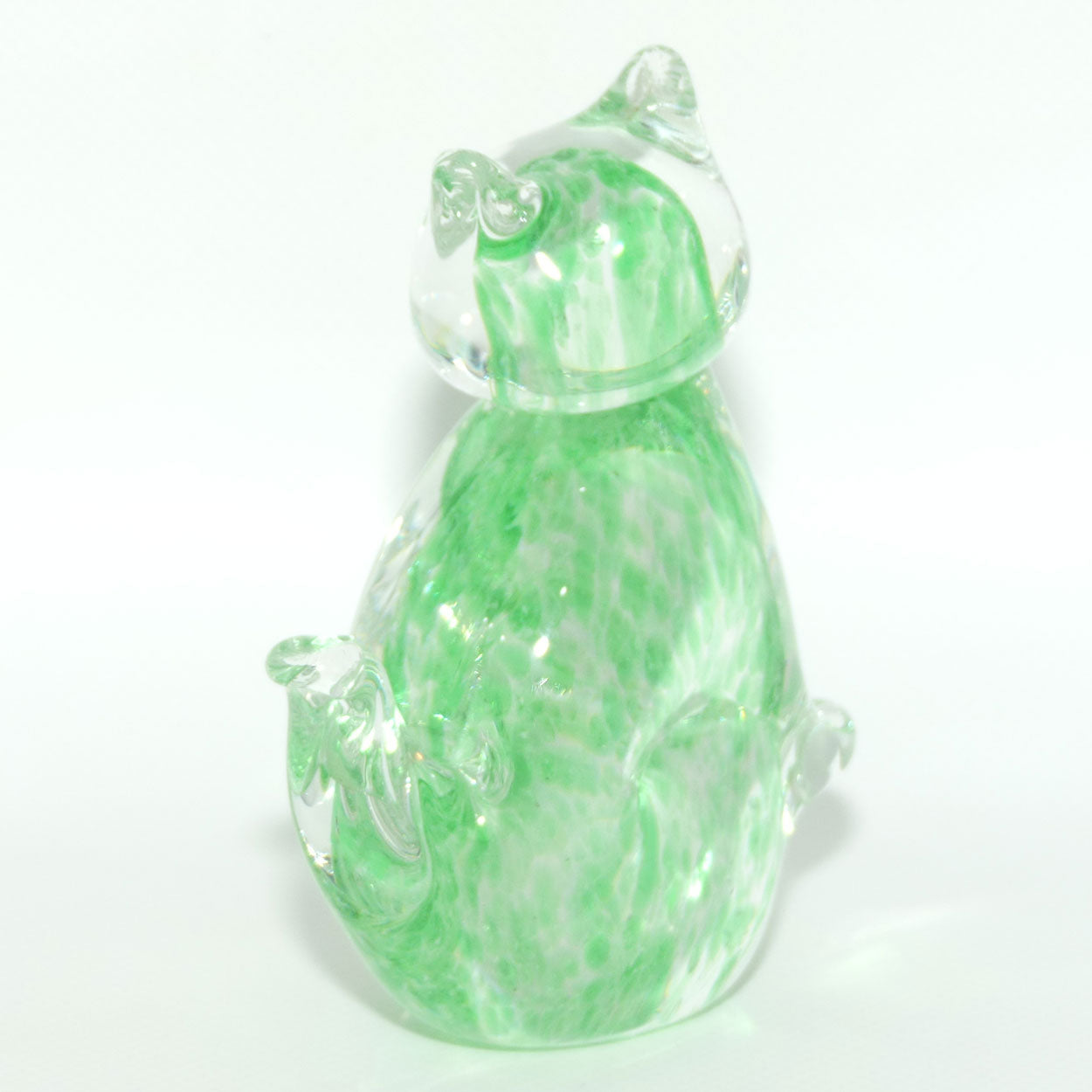 Murano Glass Lime Green and Clear Cat figure